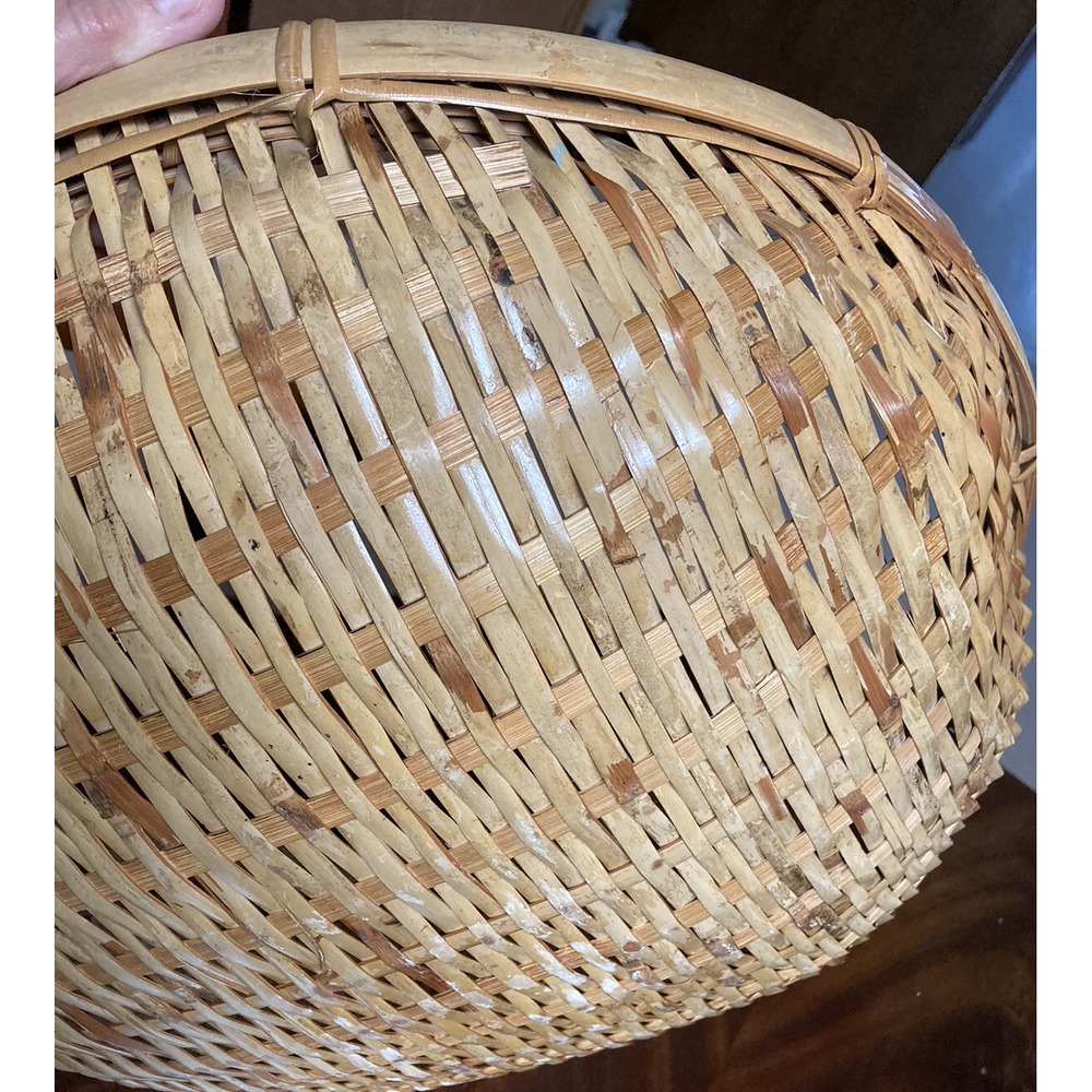 Beautiful Large Sieve Woven Split Bamboo Basket Tray Southeastern ASIA - Picture 10 of 16